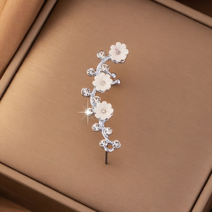 Sweet Elegant Rhinestone Resin Flower Earrings